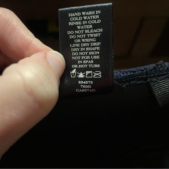 Ann Taylor Ruched Bandeau One Piece Swimsuit M Medium Navy Blue - Picture 4 of 4